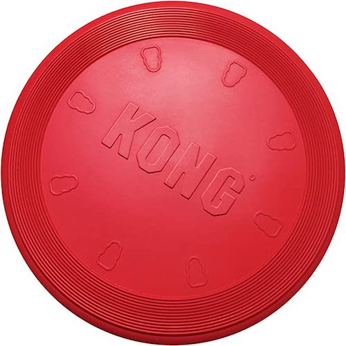 red Kong rubber indestructible flyer toy