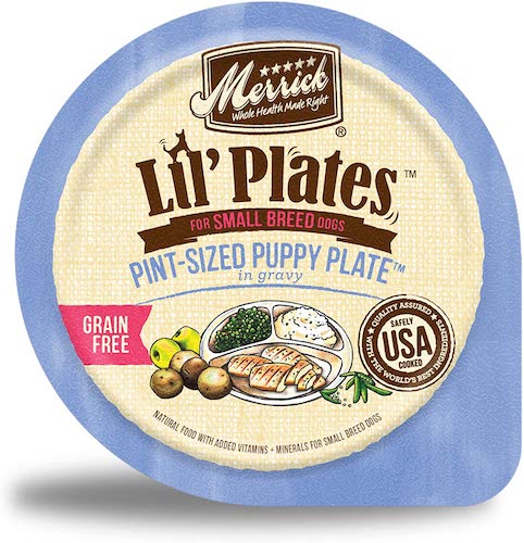 Container of Merrick Lil' Plates puppy food