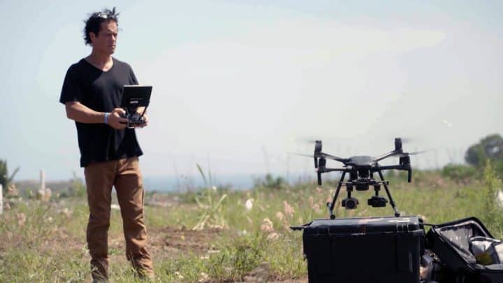 Animal rescuer Doug Thron using a drone to find animals in need of rescue