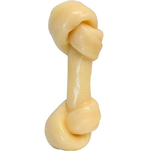 bone-shaped indestructible chew with knots on the end