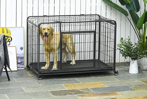 PawHut Large Metal Foldable Dog Crate