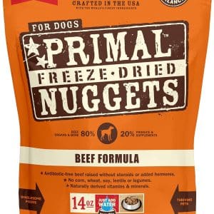 orange bag of beef flavor freeze-dried dog food