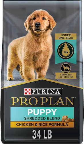 A bag of Purina Pro Plan puppy food.