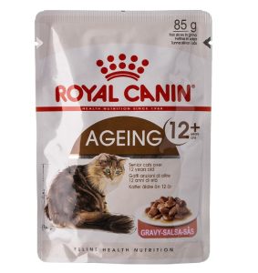 A packet of Royal Canin food for senior cats