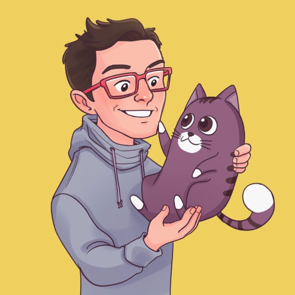 man and cat cartoon
