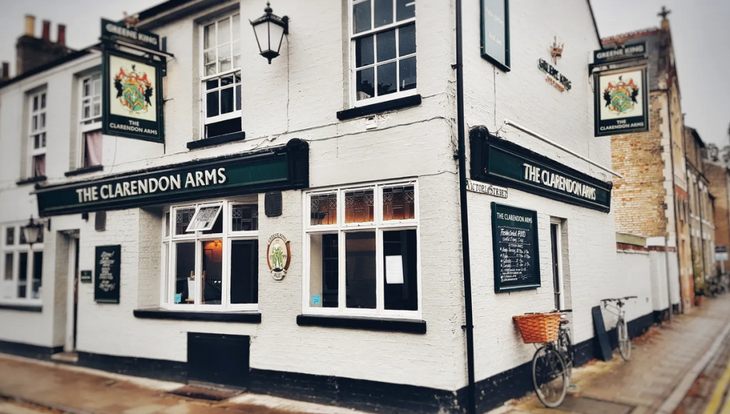 Outside of pub: The Clarendon Arms