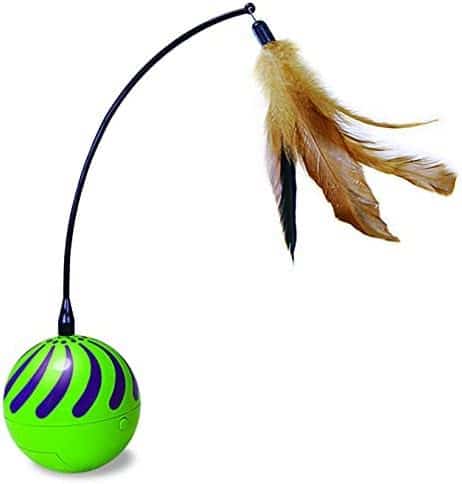 Lime green electronic feathered cat toy