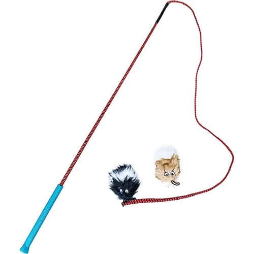 pole with cord and two fuzzy attachments
