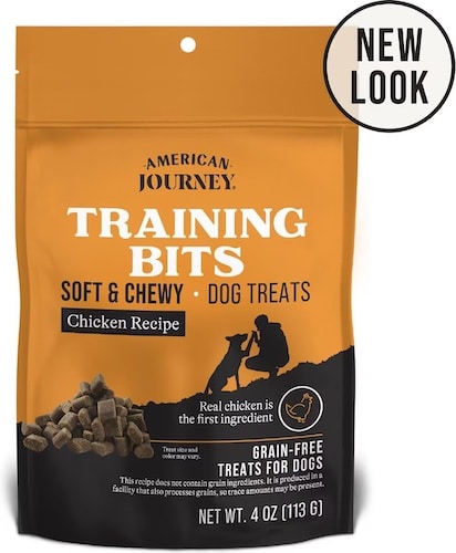 A bag of American Journey grain-free training dog treats