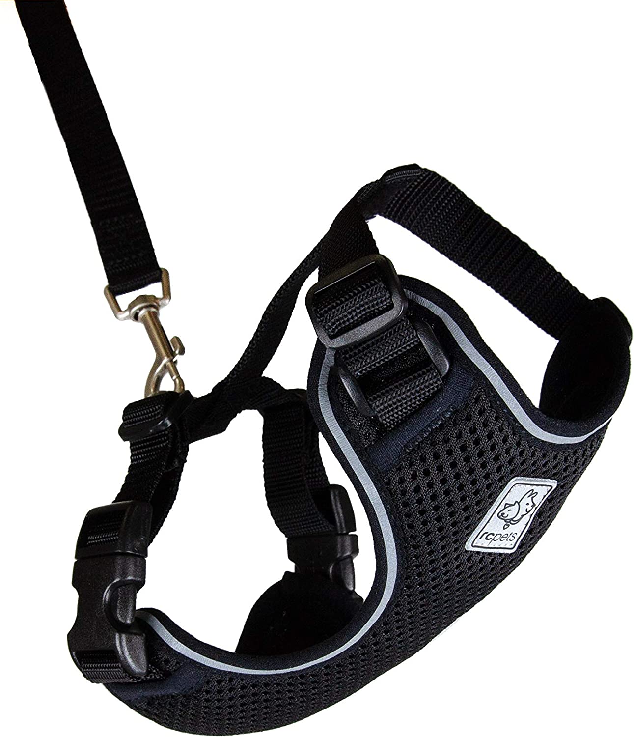 black vest-style harness for cats