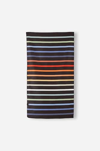 A multi-colored striped towel. 
