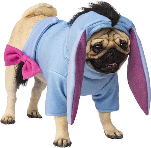 Pug wearing Eeyore costume