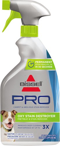 Silver, green, and blue Bissell pet cleaning spray bottle