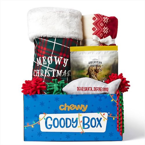 Chewy cat holiday goody box