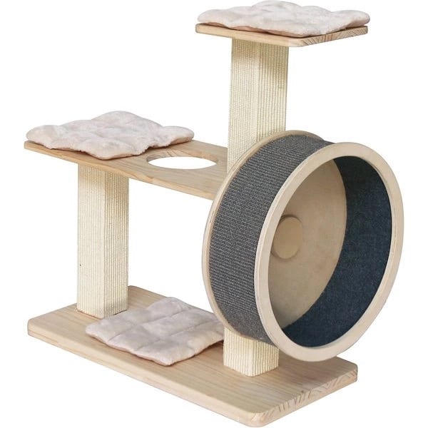 Cat tree with wheel attached.