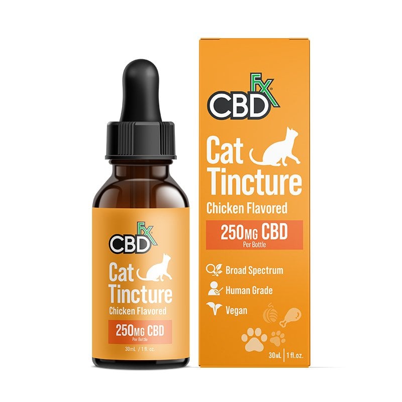 Bottle of CBD for cats, chicken flavored