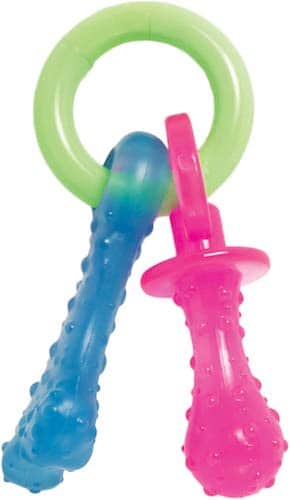 blue and pink dog teething chew