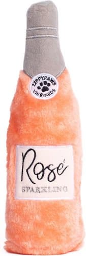 ZippyPaws plush bottle toy labeled "Rosé"