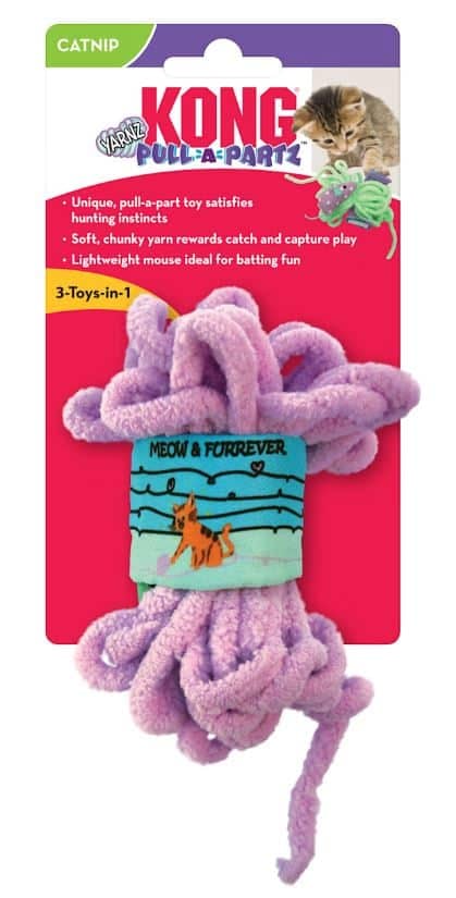 kitten toy shaped like a yarn ball