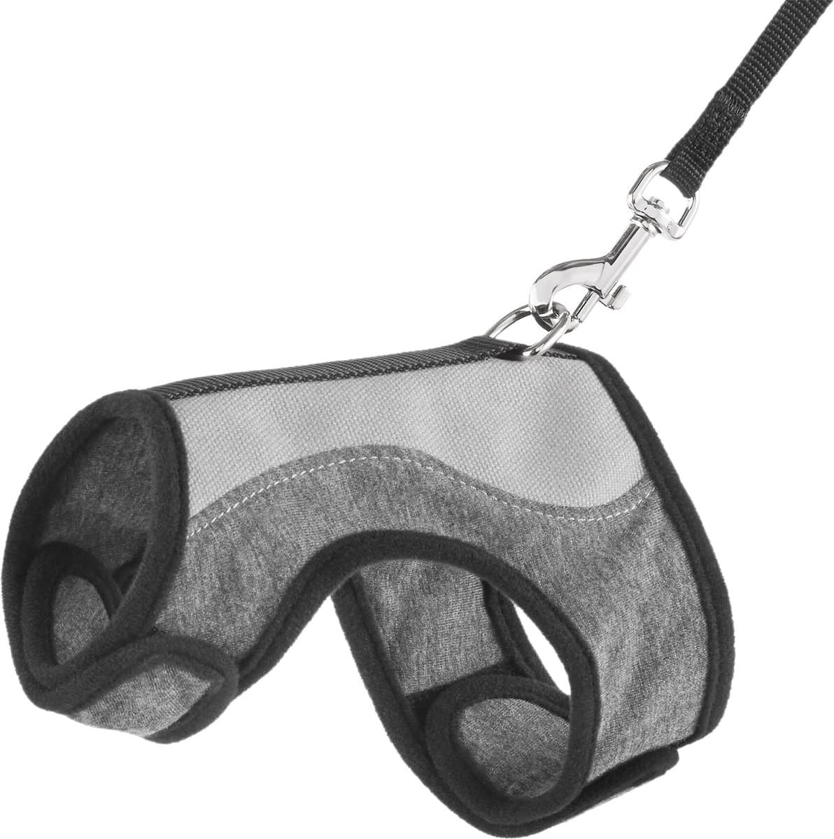 gray wrap-style harness for cats