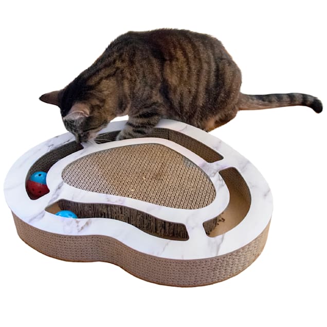 FurHaven Heart-Shape Cat Scratcher with Ring Balls