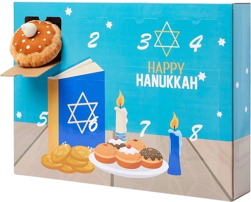 A blue Hannukah advent calendar box