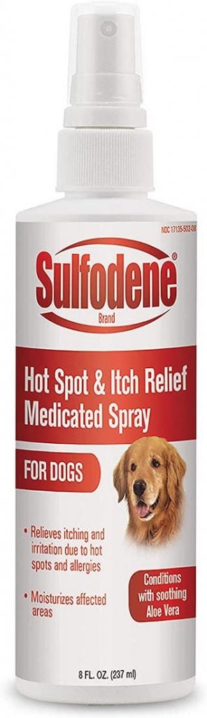 red and white dog anti-itch Sulfodene spray