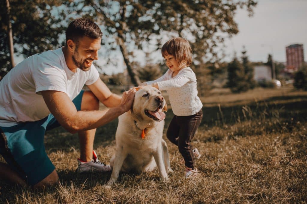 Young family with a dog