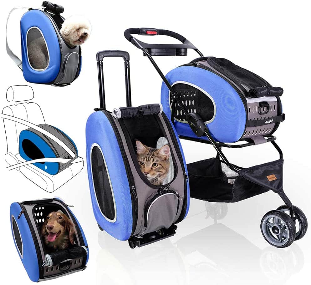 convertible cat stroller backpack carrier in blue