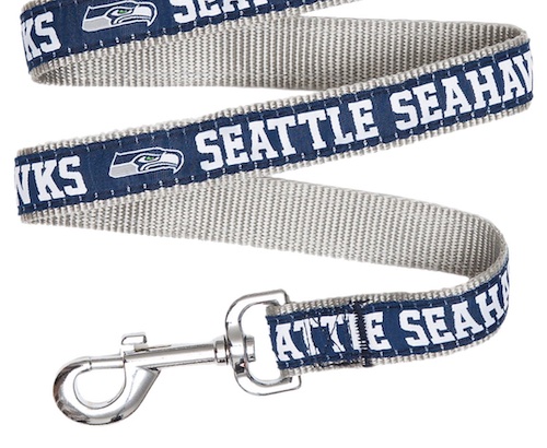 NFL dog leash with "Seattle Seahawks" text and logo