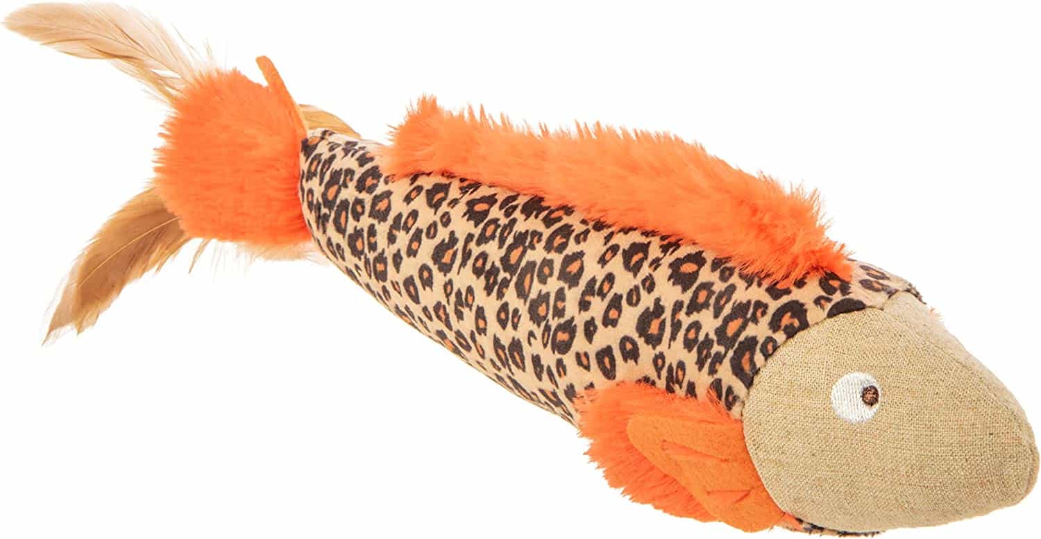 fish-shaped toy with animal print pattern