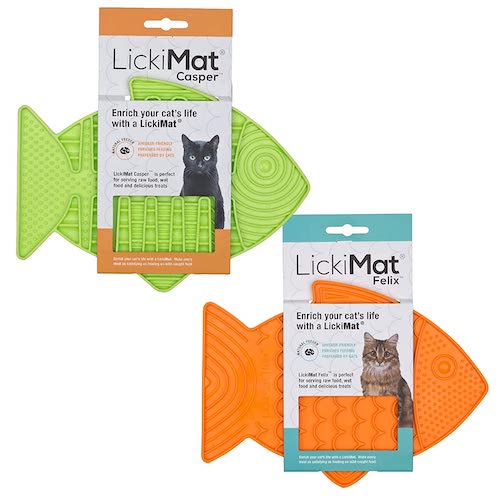 Lickimat Casper and Felix, fish-shaped lick mats for cats