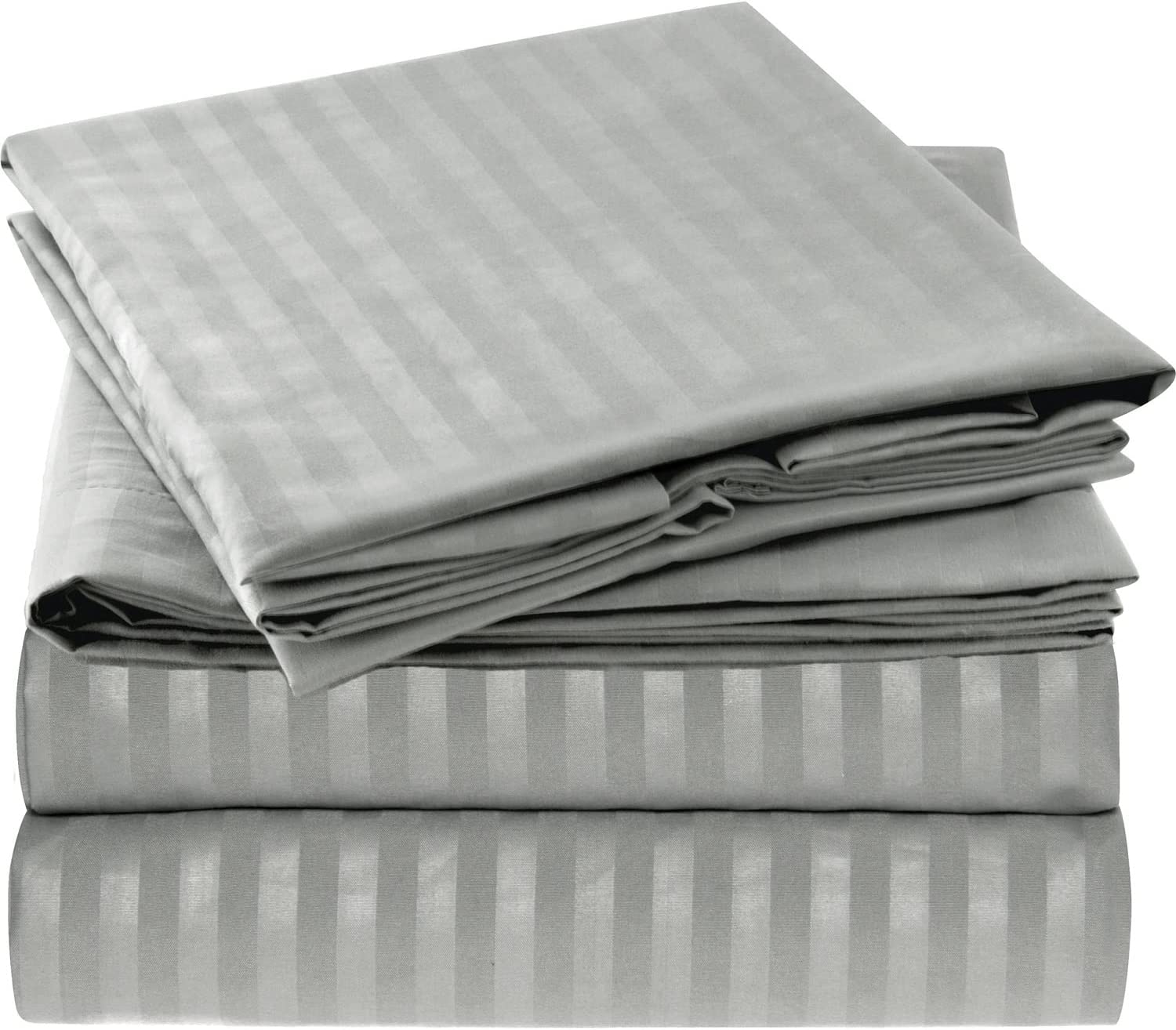 gray striped microfiber sheet set