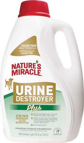 White and red Nature's Miracle cleaning solution bottle