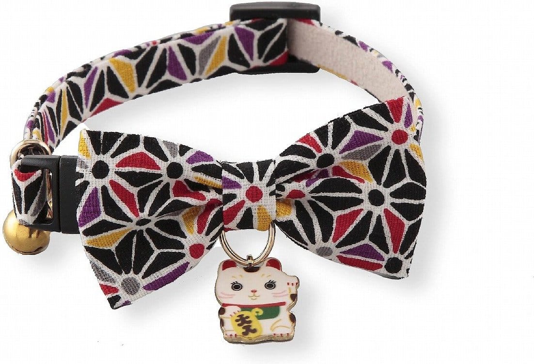 black bowtie cat collar with charm