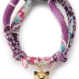 purple knotted cat collar with gold bell