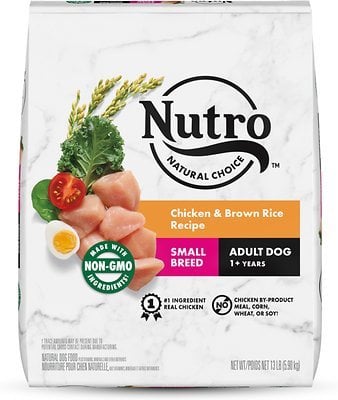 Nutro chicken and brown rice dog food bag