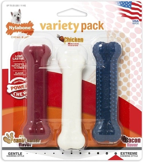 Nylabone variety pack in red, white, and blue