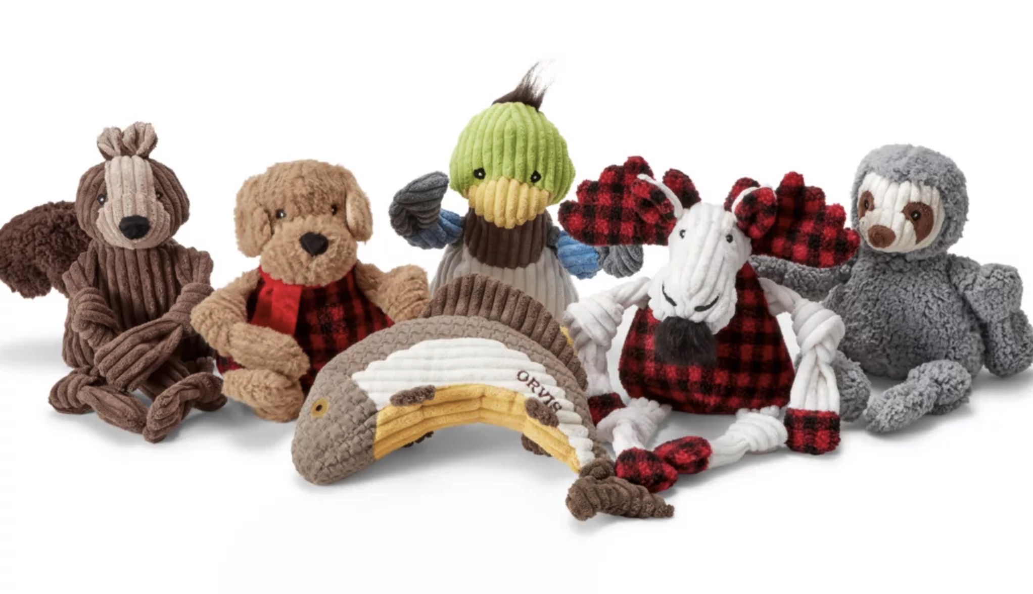 Group of stuffed animals for dogs from Orvis