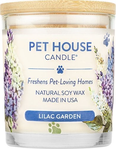 Lilac-scented pet candle in jar