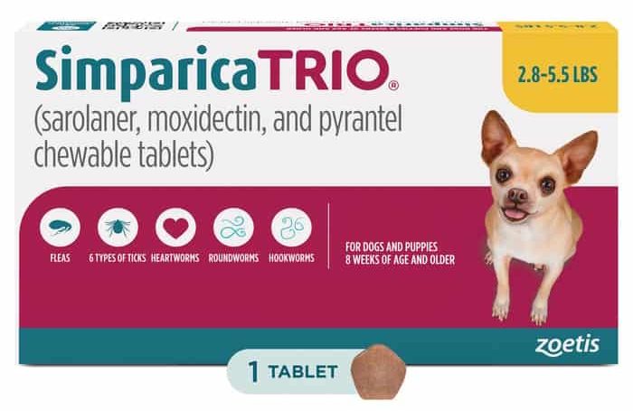 Box of Simparica Trio flea meds