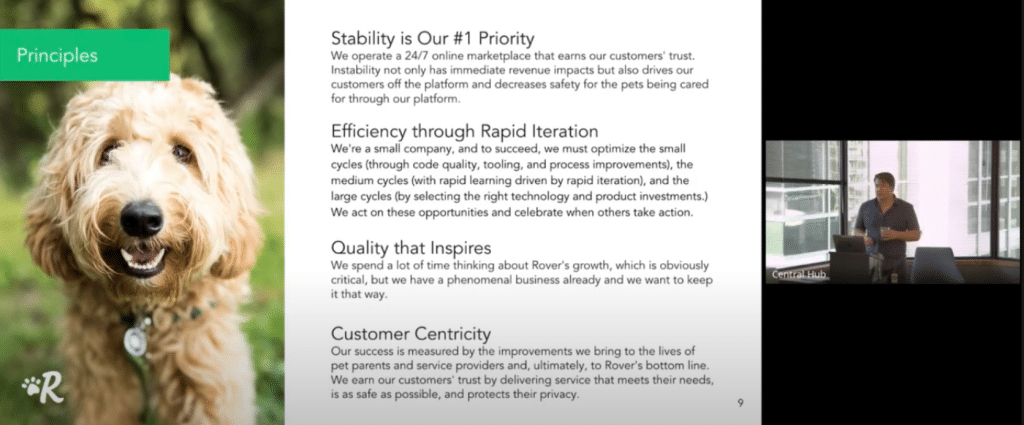 A slide which shows our four core principles.