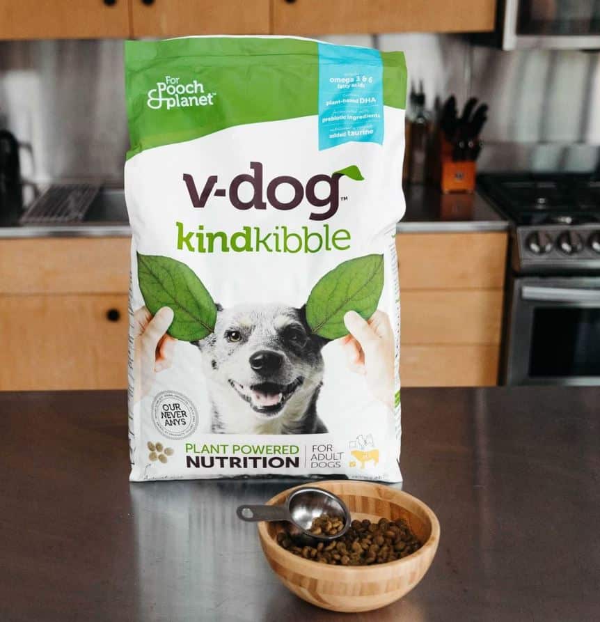 bag of vegan dog food on a table
