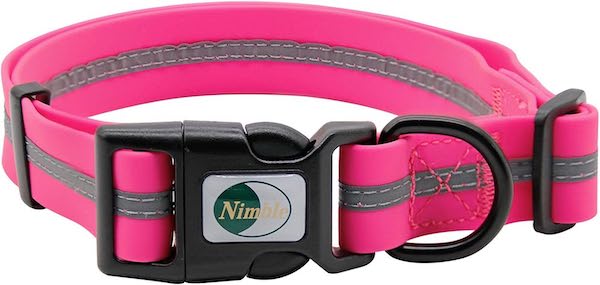 Pink Nimble waterproof dog collar.