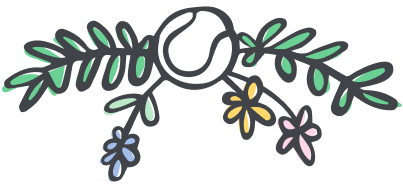 Doodle of a tennis ball and flowers